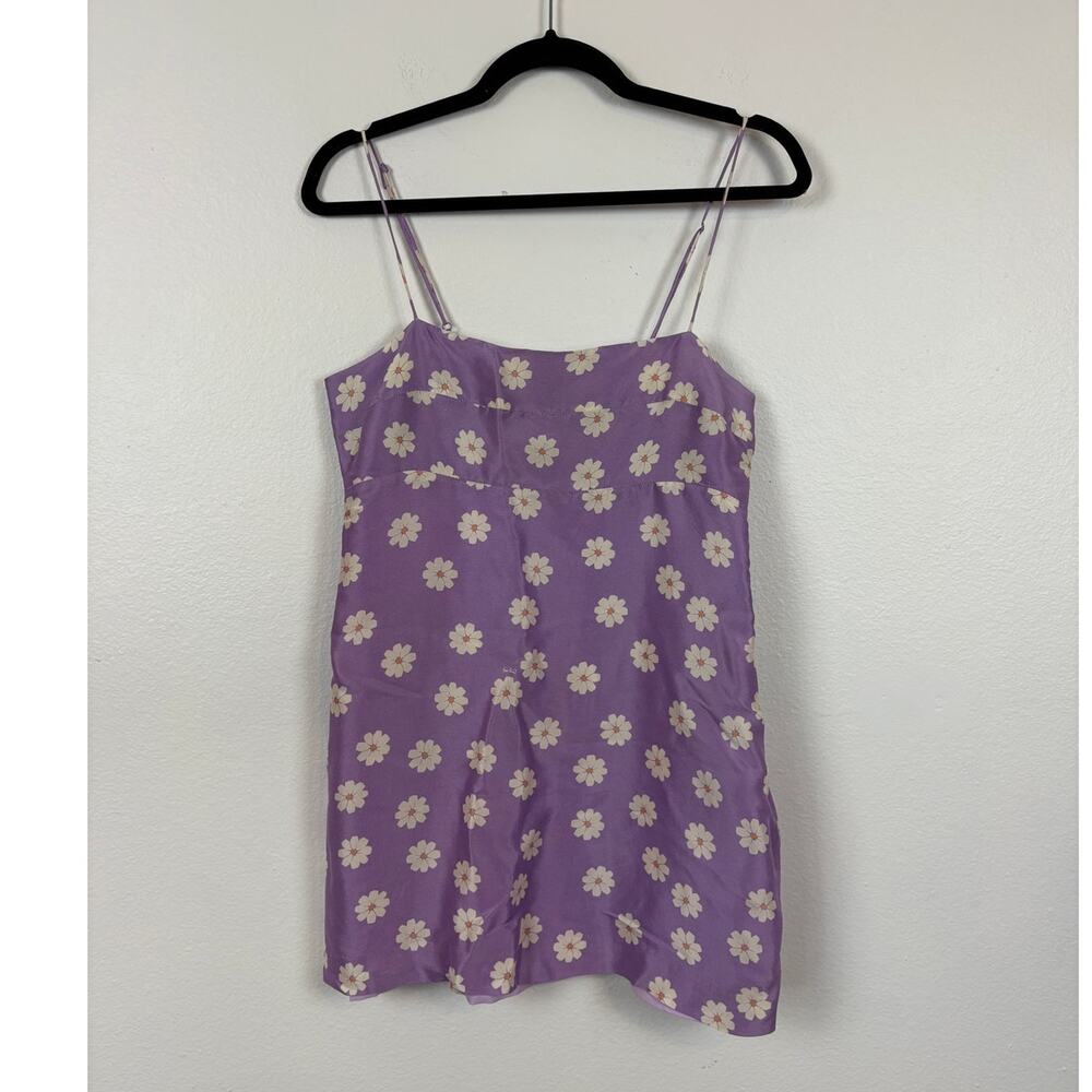 Realisation The Christy As If Boxy Retro Floral Whimsy Silk Purple Dress Medium - Picture 2 of 6